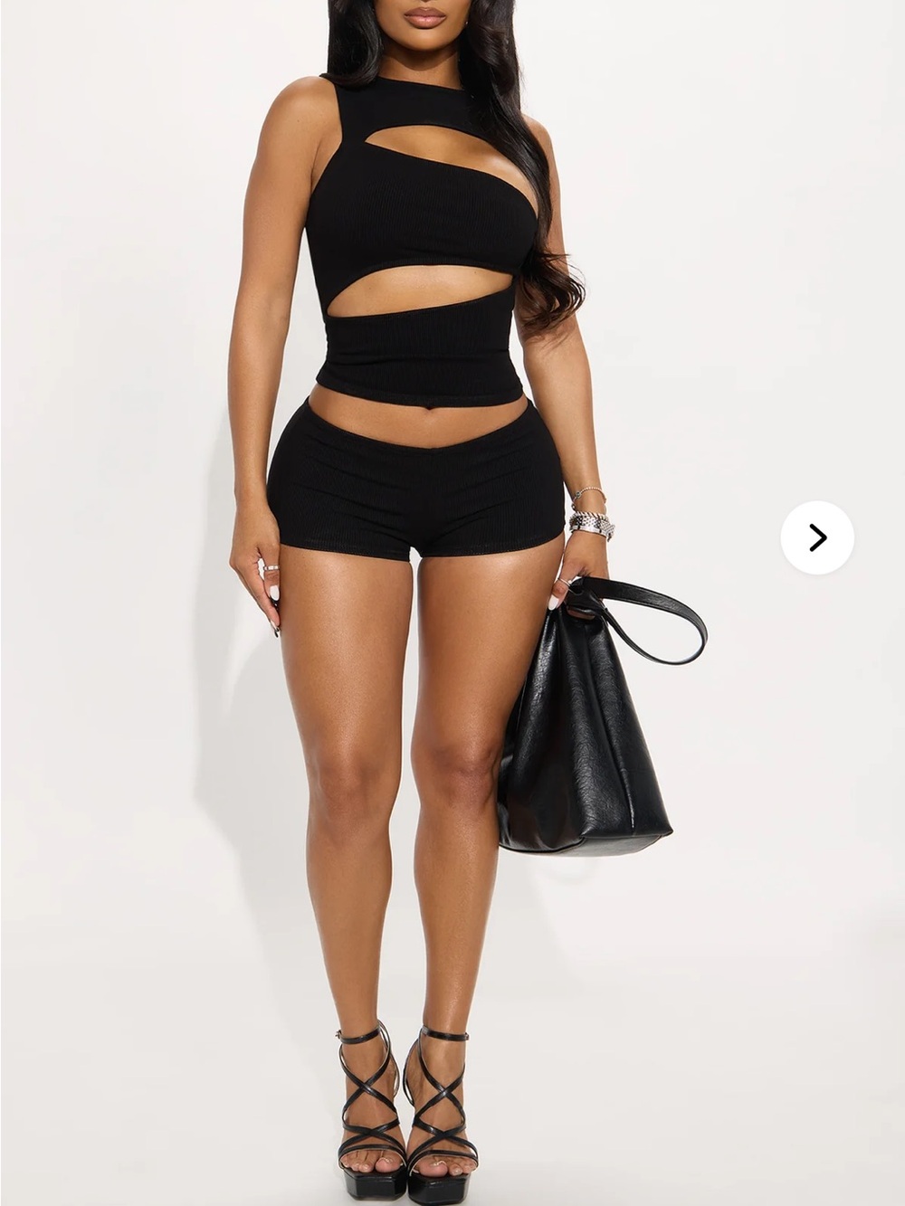 Fashion Nova Black Ribbed Cutout Bike Shorts